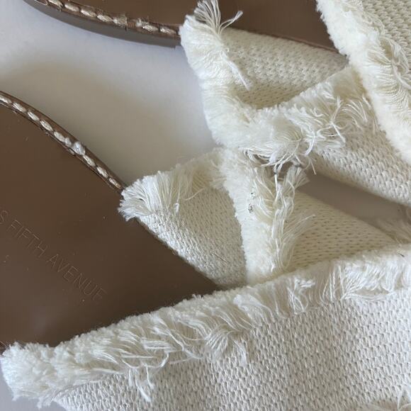 Saks Fifth Avenue 'Phuket' SZ 10 Crossover Strap Sandal Natural Slide Slip On - Picture 3 of 7